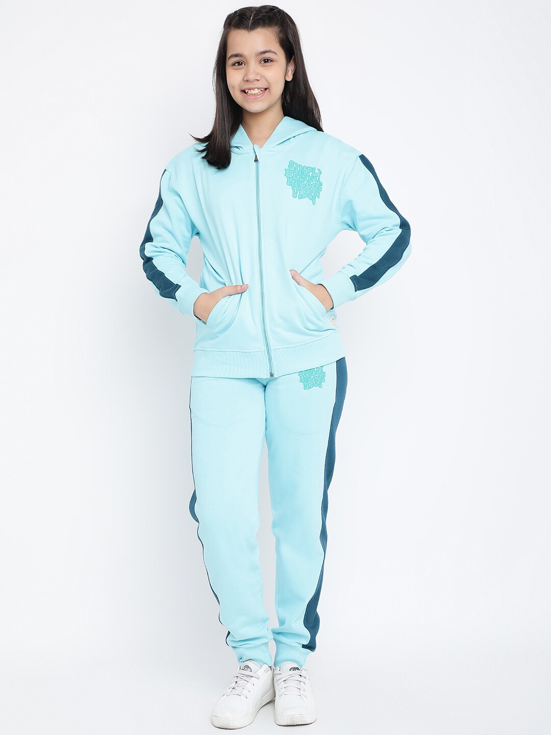 

Lil Tomatoes Girls Blue Printed Tracksuits