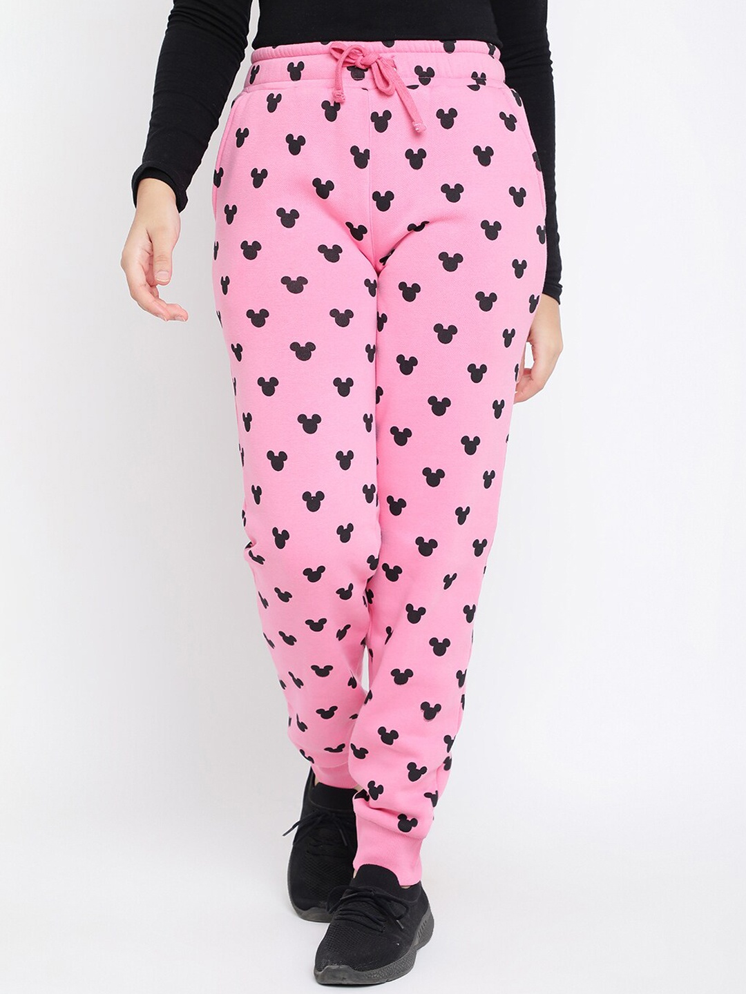 

Lil Tomatoes Girls Pink & Black Printed Joggers