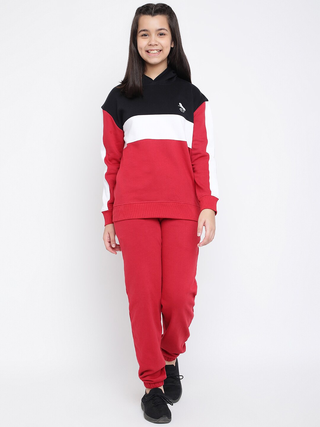 

Lil Tomatoes Girls Red & Black Colorblocked Tracksuits