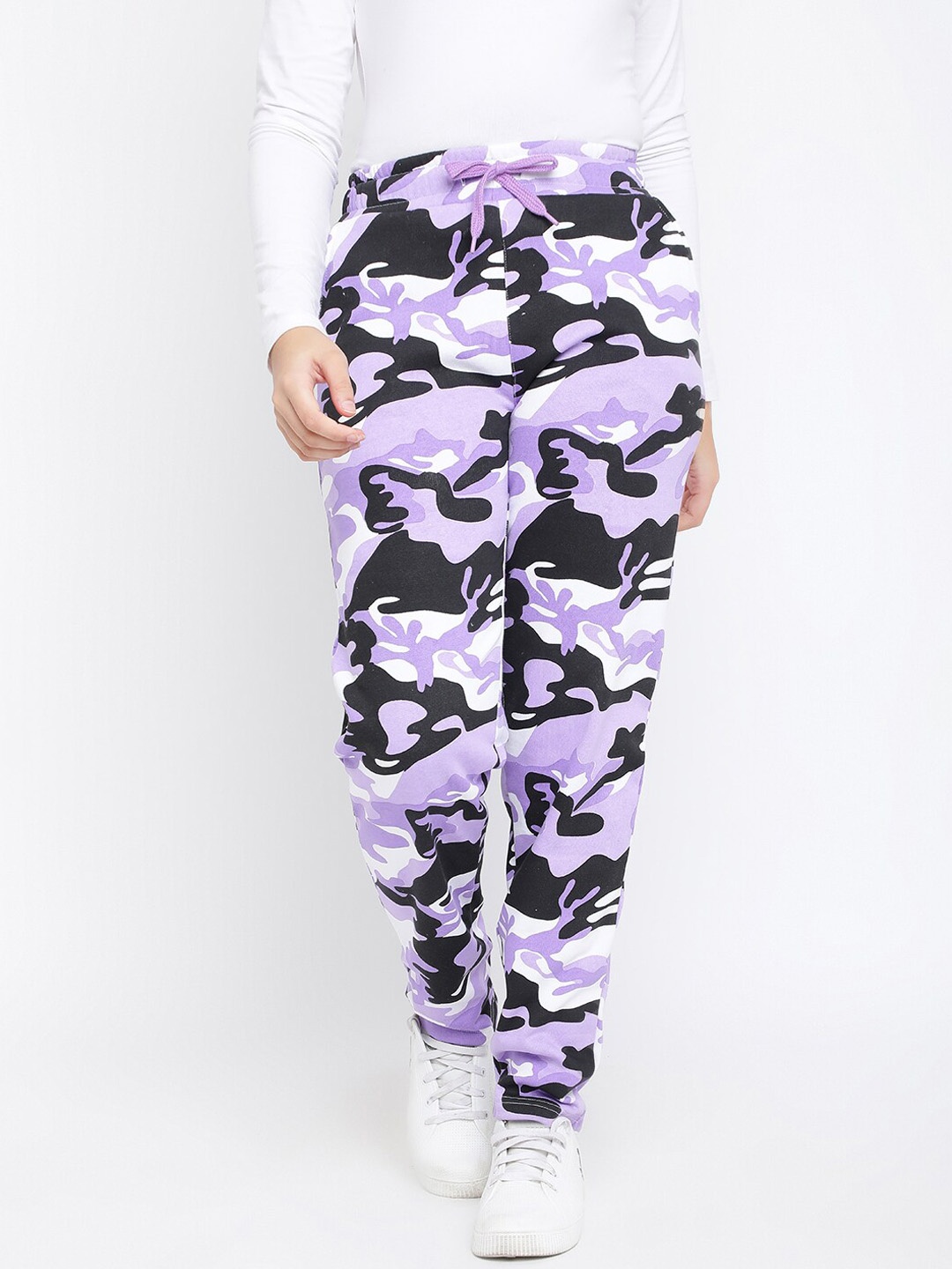 

Lil Tomatoes Girls Purple & Black Printed Joggers