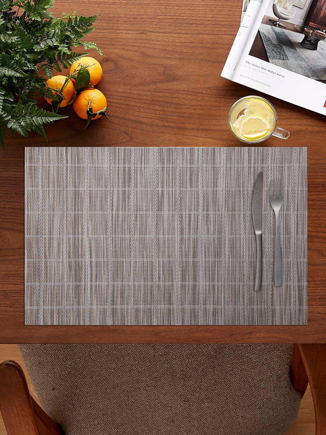 

OBSESSIONS Set of 6 Brown Printed Dining Table Placemats