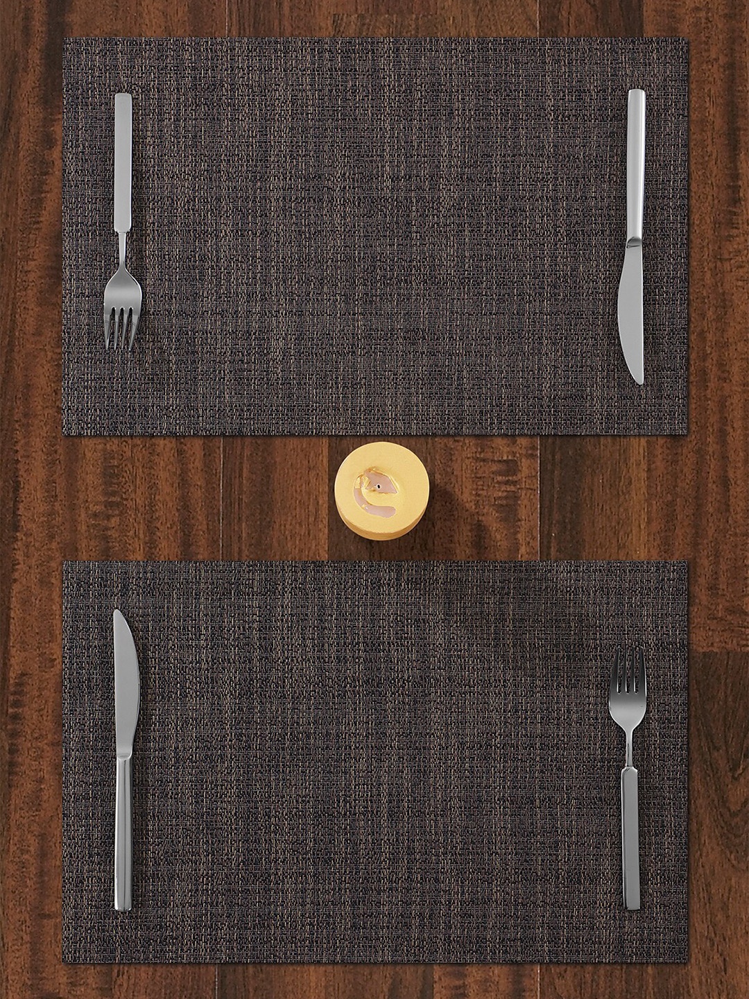 

OBSESSIONS Set Of 6 Black Textured Table Placemats