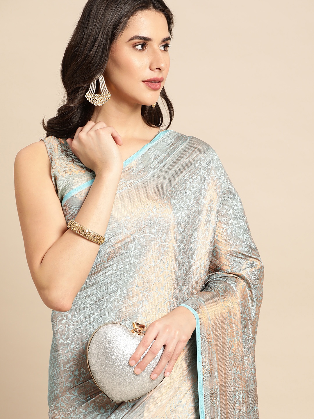 

HERE&NOW Blue & Golden Ethnic Motifs Saree