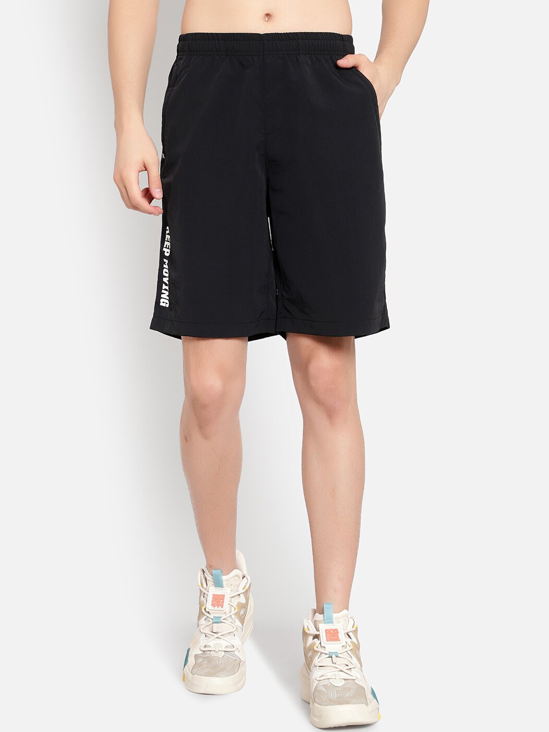 

Anta Men Black Printed Outdoor Shorts