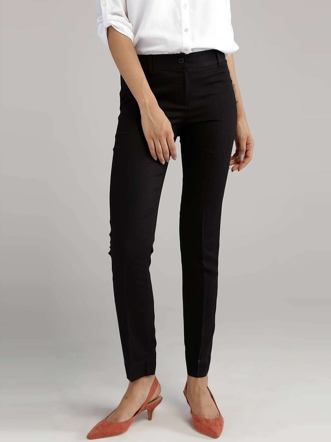 

IDK Women Black Skinny Fit Trousers