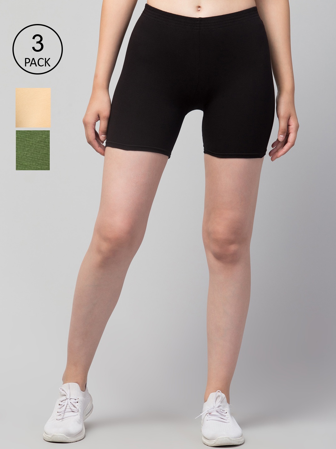 

Apraa & Parma Women Pack of 3 Slim Fit Cycling Sports Shorts, Black