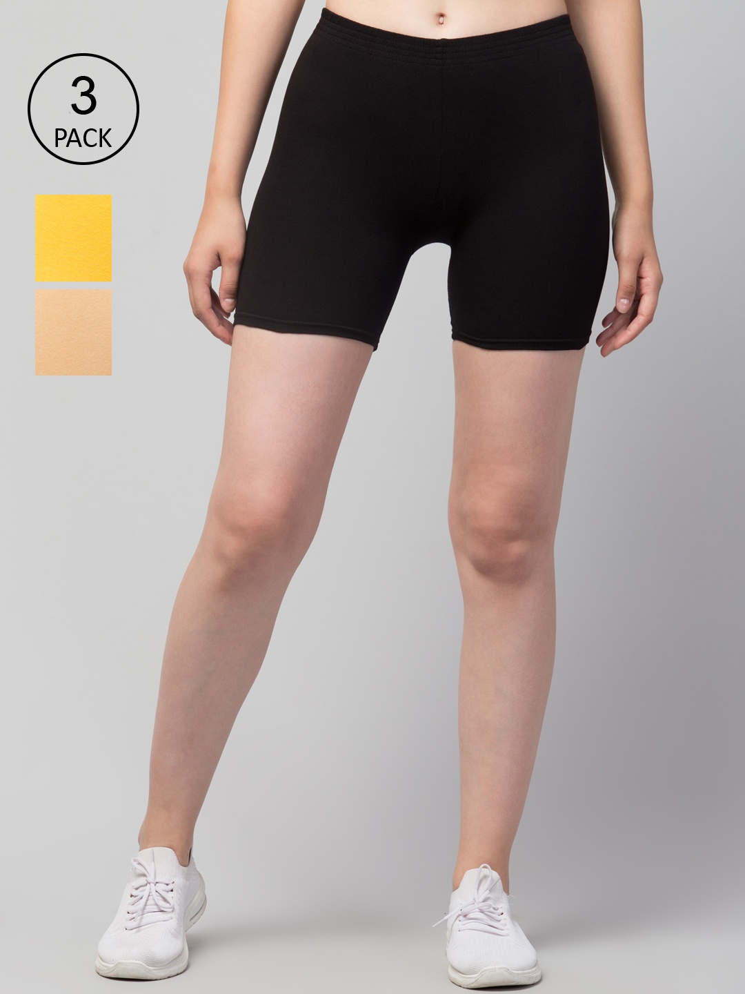 

Apraa & Parma Women Pack of 3 Slim Fit Cycling Sports Shorts, Black