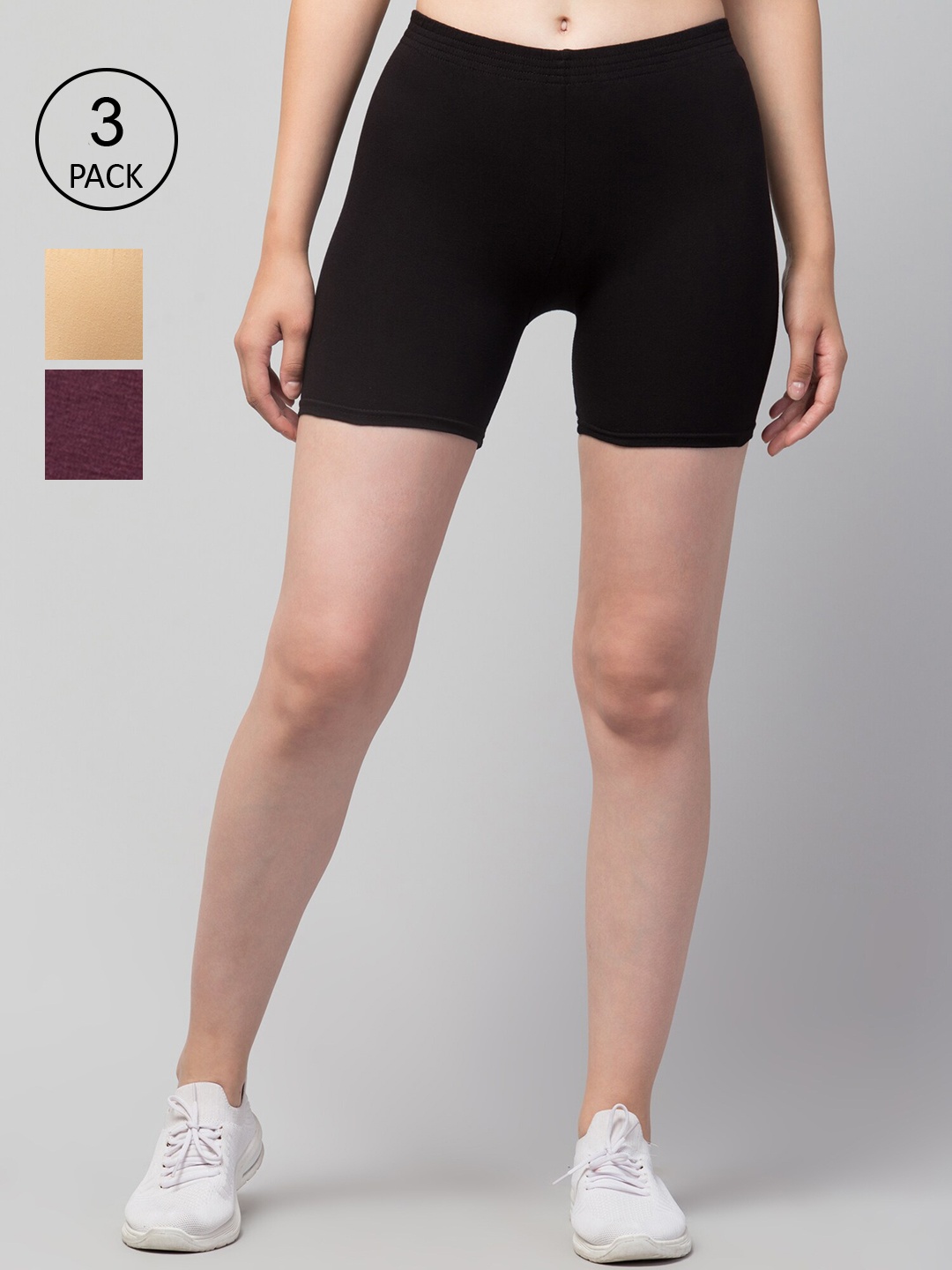 

Apraa & Parma Slim Fit Cycling Cotton Sports Shorts, Black