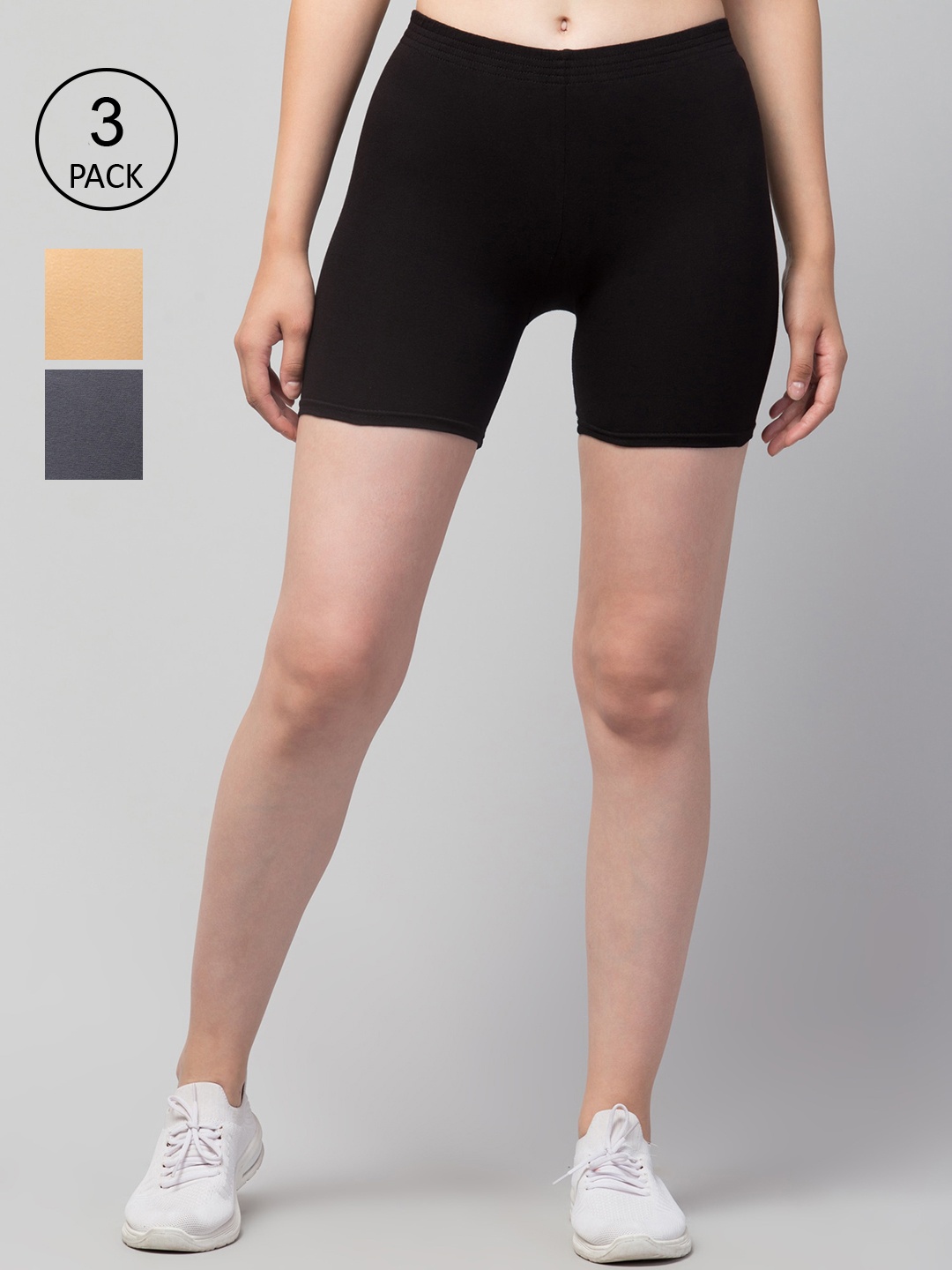 

Apraa & Parma Women Pack of 3 Slim Fit Cycling Sports Shorts, Black