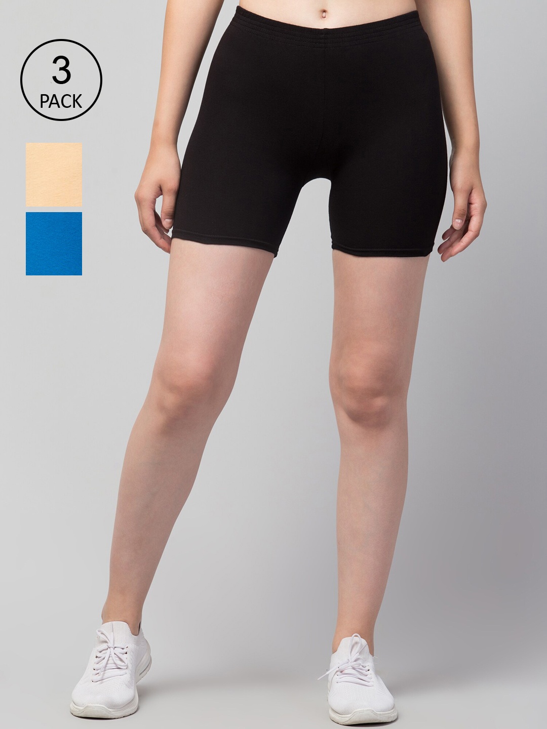 

Apraa & Parma Women Pack of 3 Slim Fit Cycling Sports Shorts, Black
