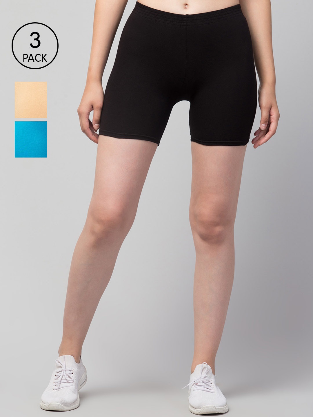 

Apraa & Parma Women Pack of 3 Slim Fit Cycling Hot Pants Shorts, Black