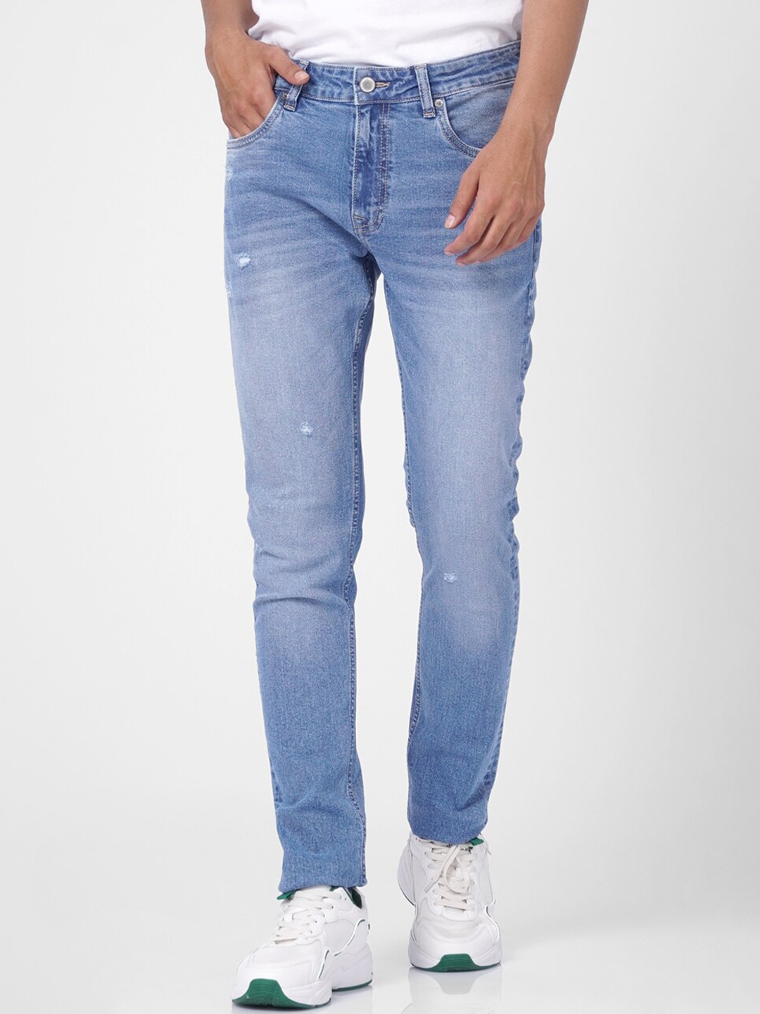 

Jack & Jones Men Blue Slim Fit Low Distress Light Fade Jeans