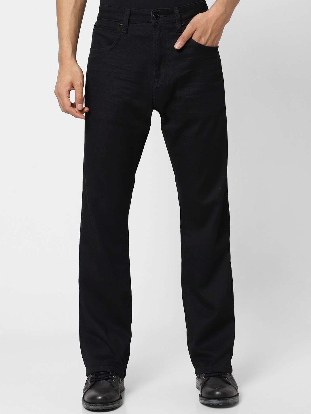

Jack & Jones Men Black Slim Fit Low Distress Jeans
