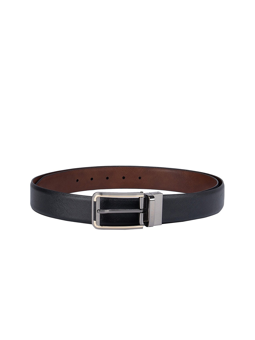 

Da Milano Men Black & Brown Textured Leather Reversible Formal Belt