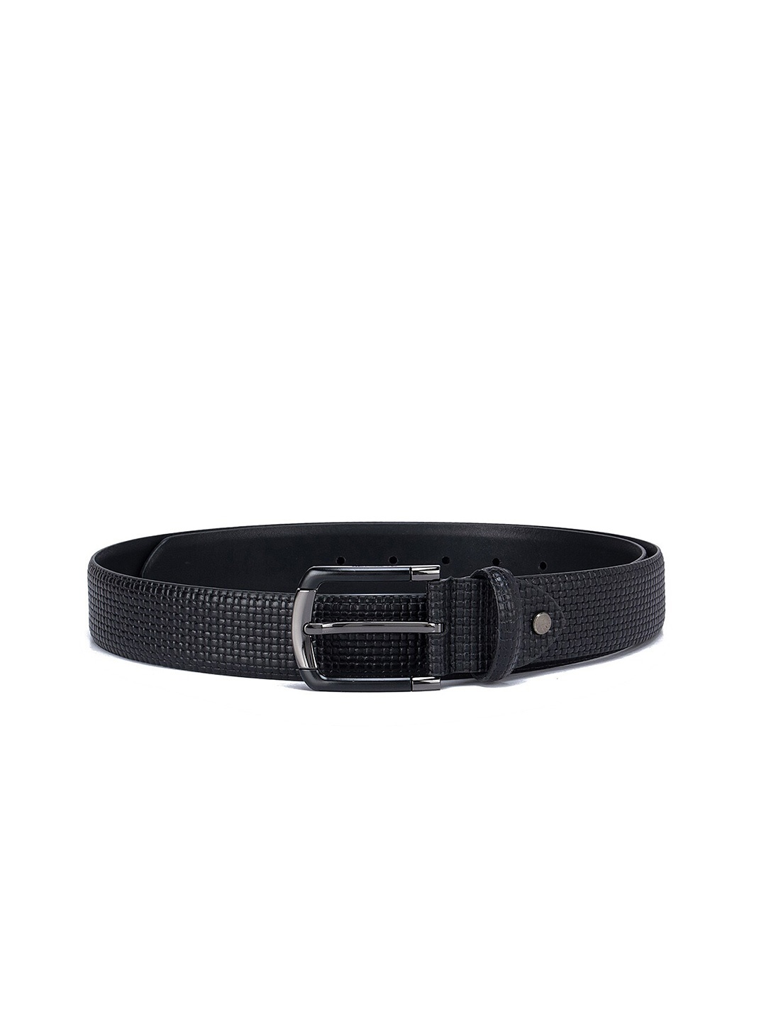 

Da Milano Men Black Textured Leather Formal Belt