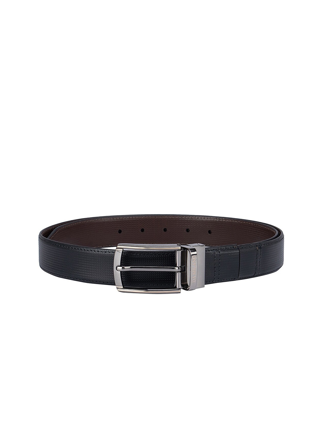 

Da Milano Men Black & Brown Textured Leather Reversible Formal Belt