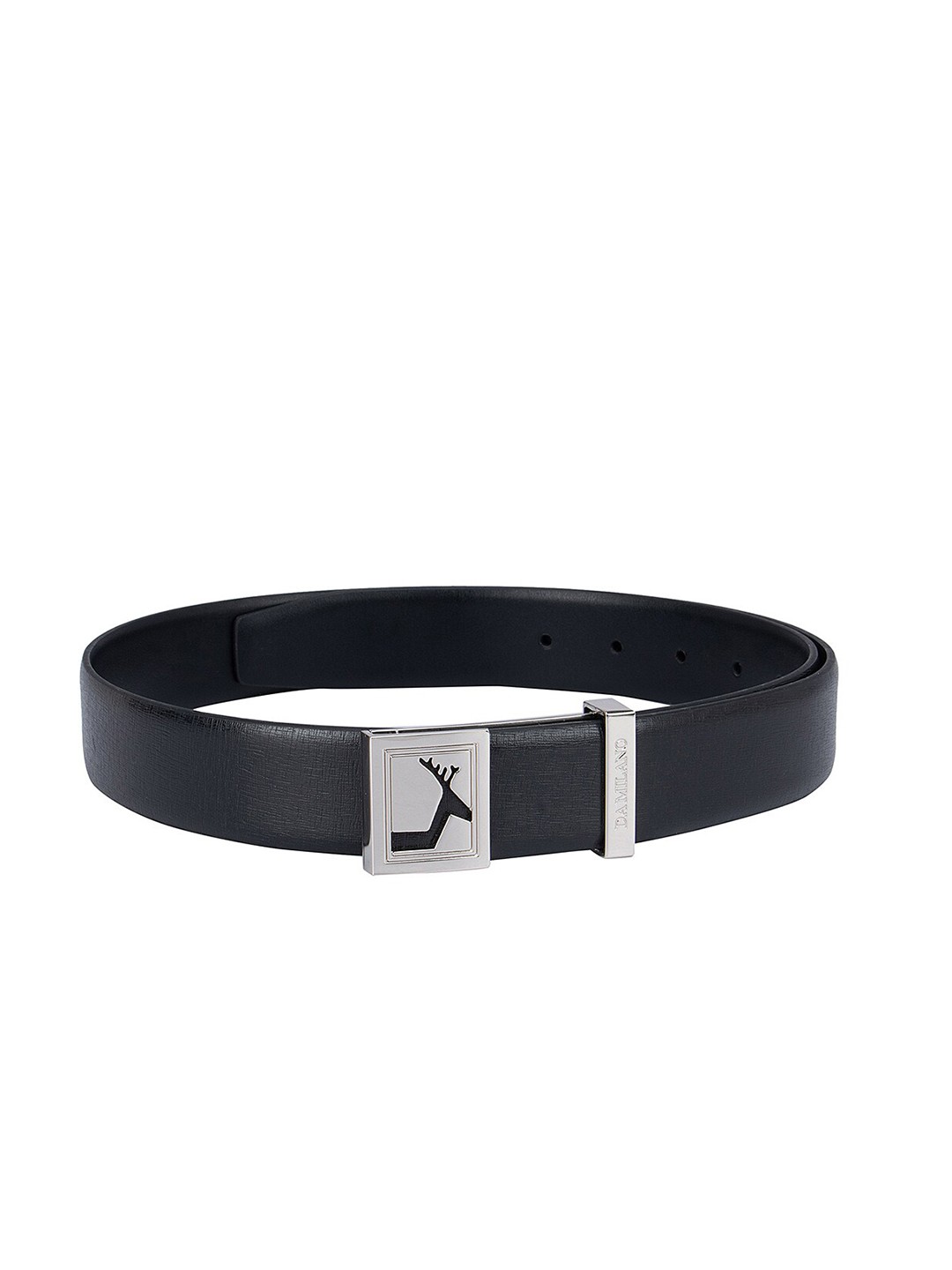 

Da Milano Men Black Textured Leather Belt