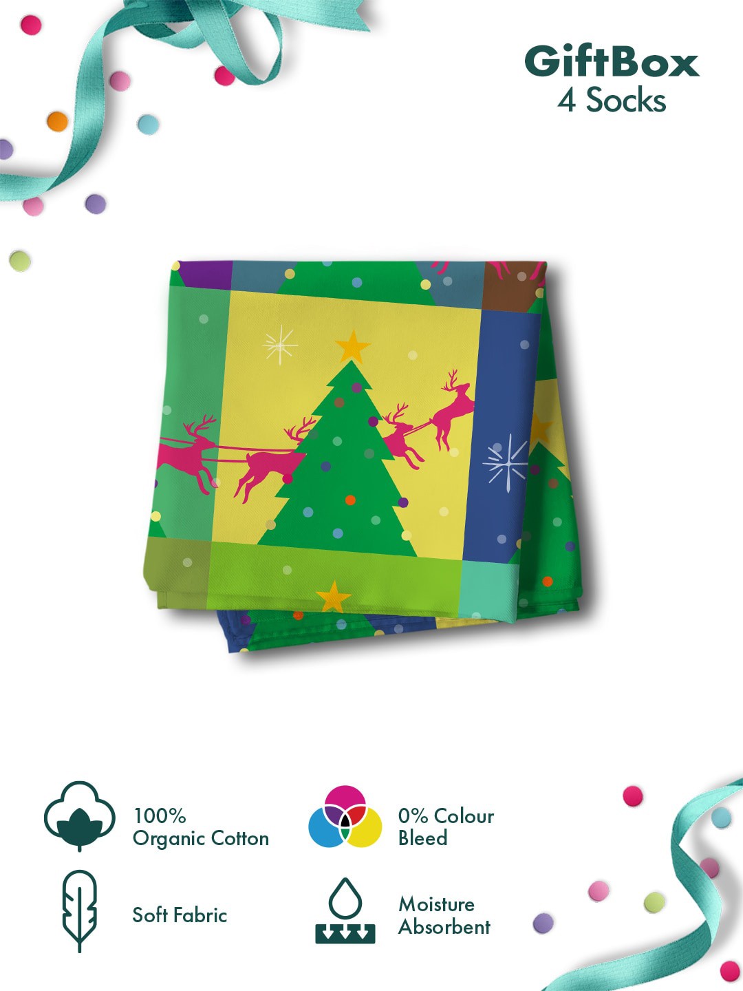

hexafun Men Set Of 4 Yellow & Red Printed Organic Cotton Handkerchief
