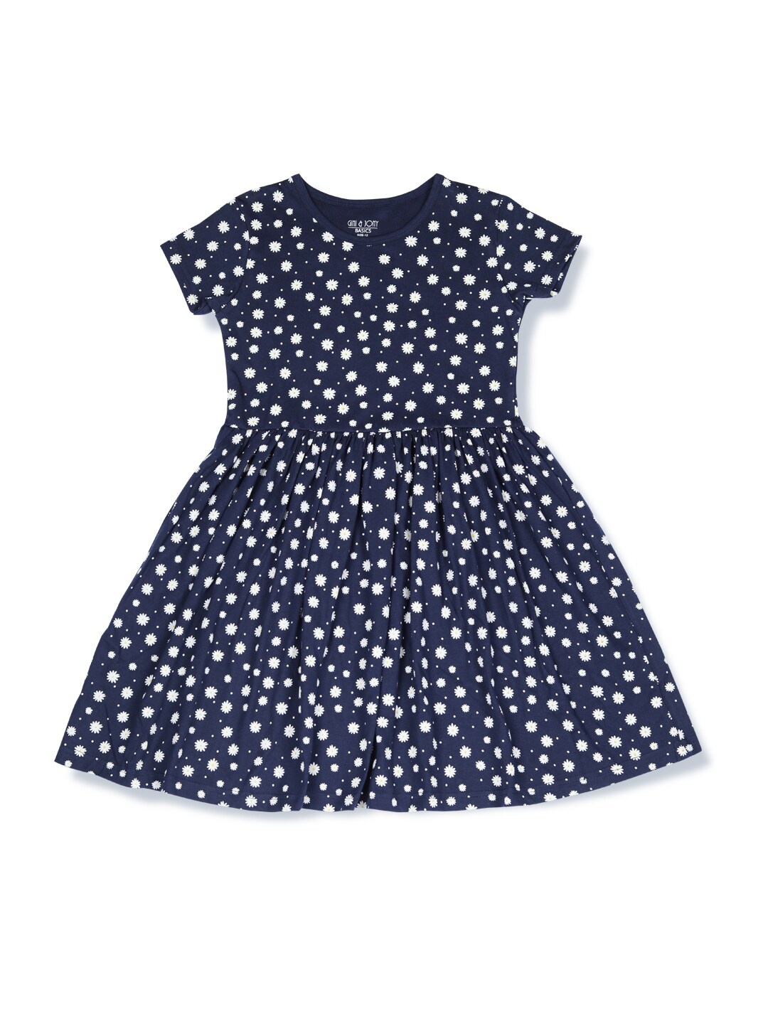 

Gini and Jony Girls Navy Blue & White Floral A-Line Cotton Dress