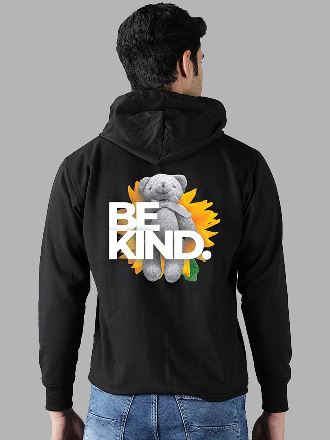 

Mad Over Print Men Black Printed Hooded Sweatshirt