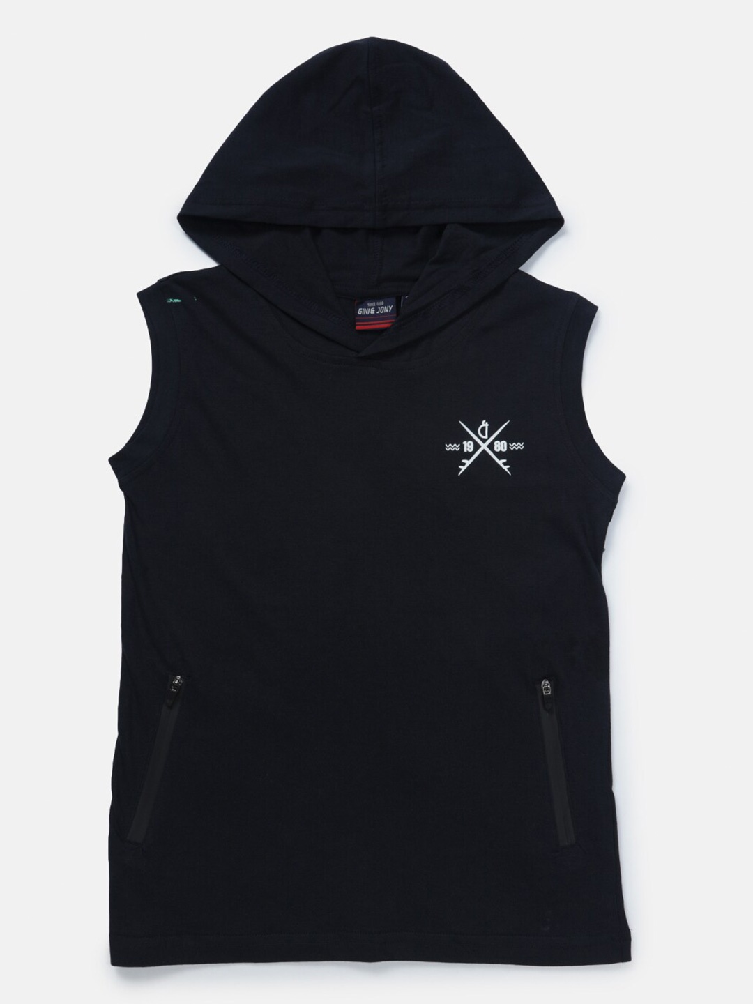 

Gini and Jony Boys Navy Blue Brand Logo Printed T-shirt