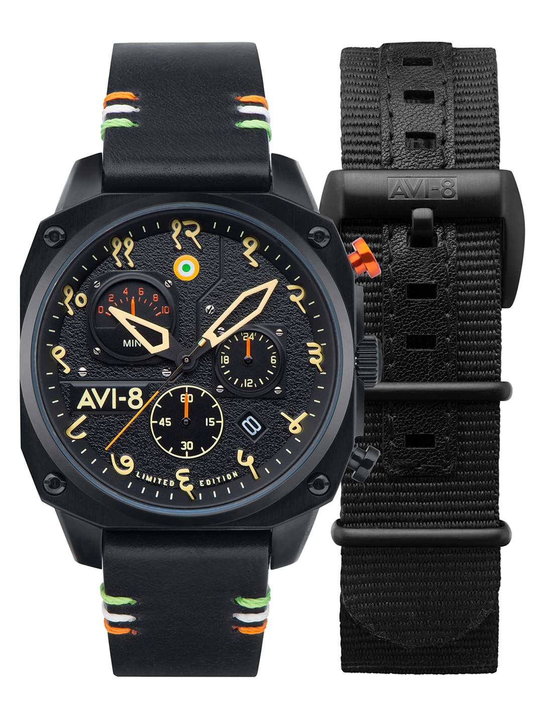 

AVI-8 Men Black Brass Dial & Leather Straps Analogue Chronograph Watch- AV-4052-IN01