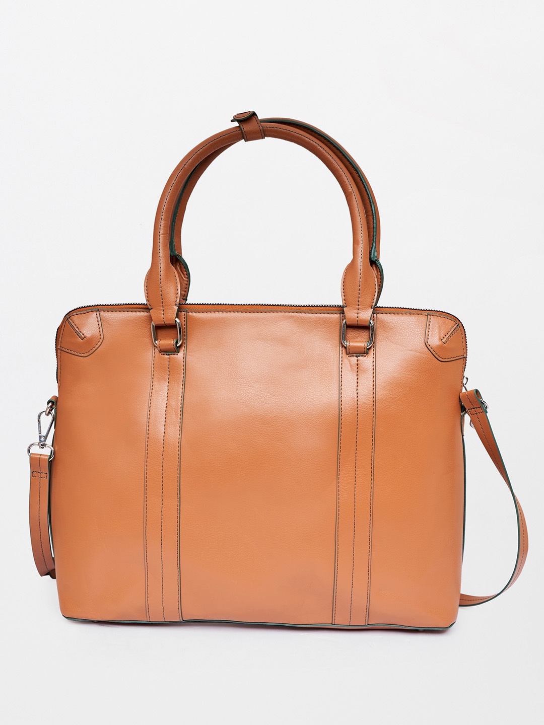 

AND Women Tan PU Oversized Structured Handheld Bag