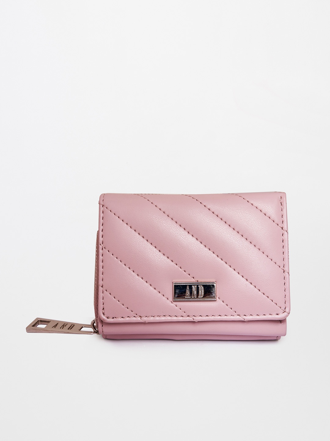 

AND Women Pink Textured Quilted Purse Clutch
