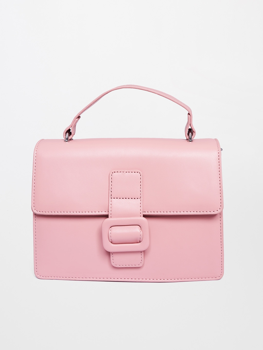 

AND Women Pink PU Solid Structured Satchel Bag