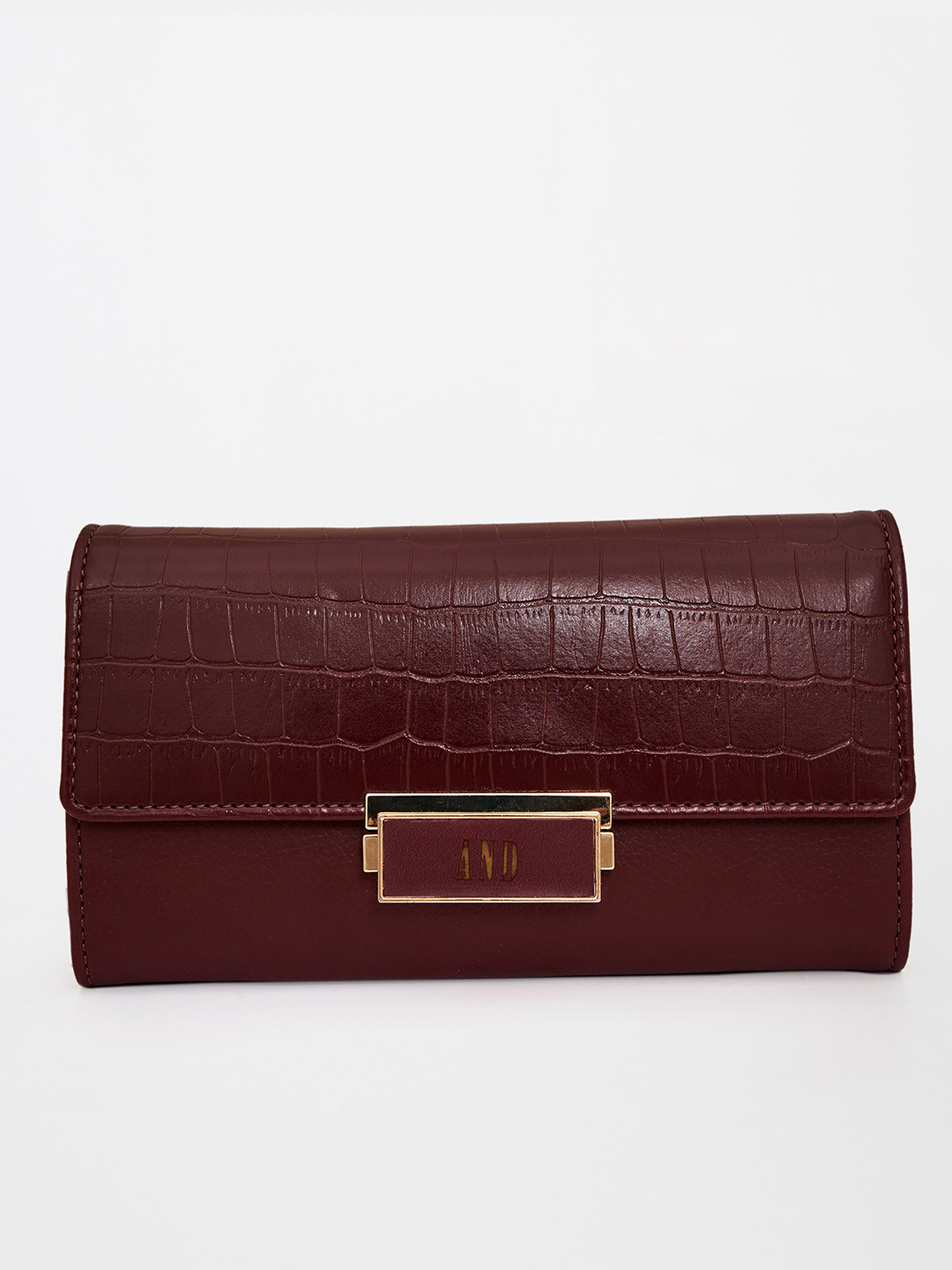 

AND Women Red Animal Textured Two Fold Wallet