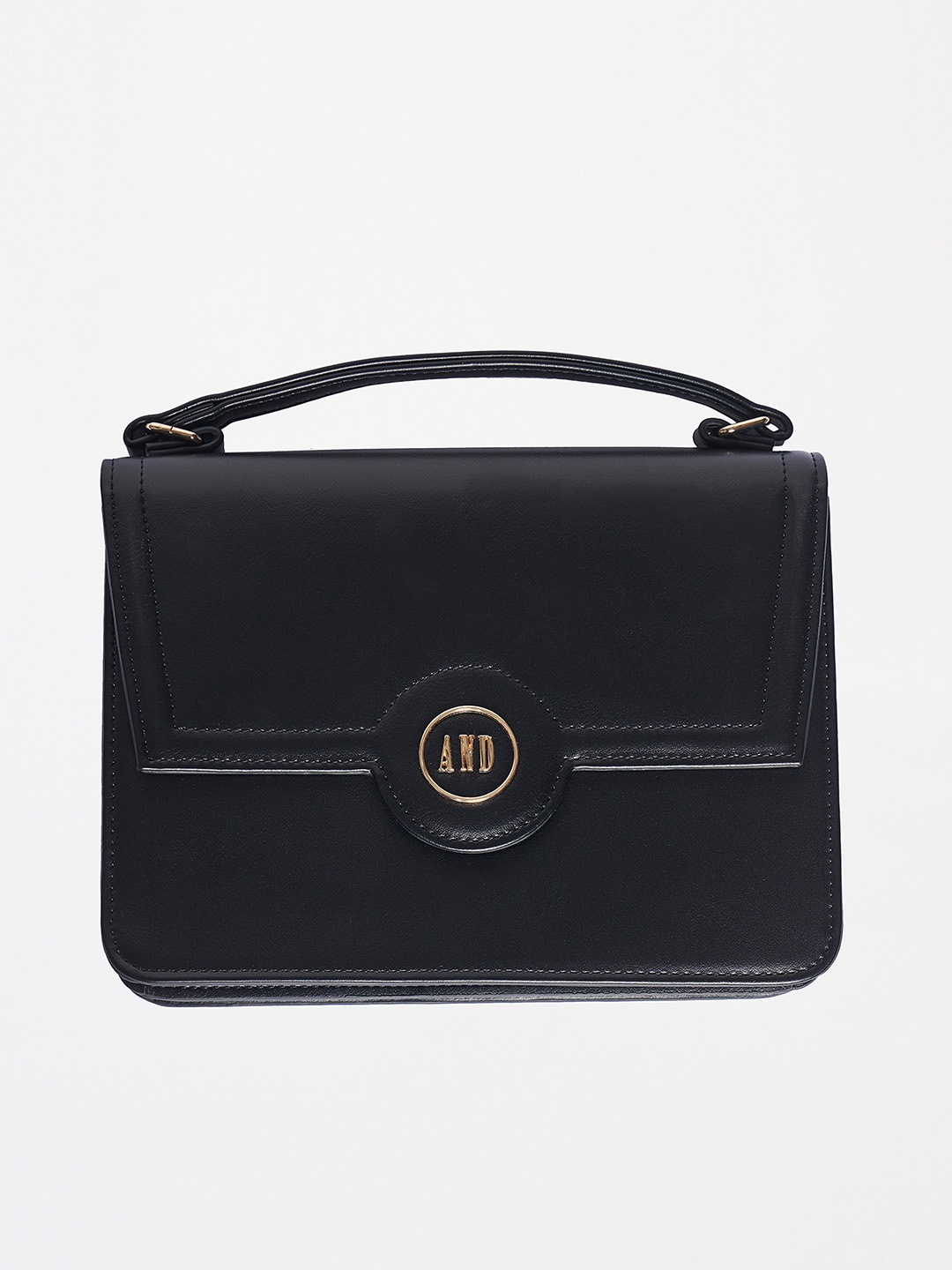 

AND Women Black Structured Handheld Bag