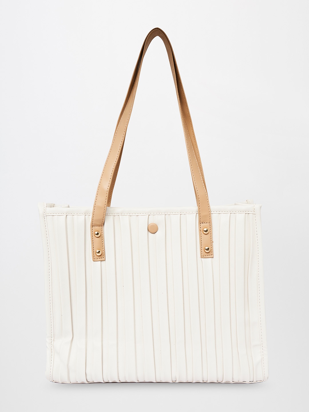 

AND Women Cream-Coloured Textured PU Structured Shoulder Bag