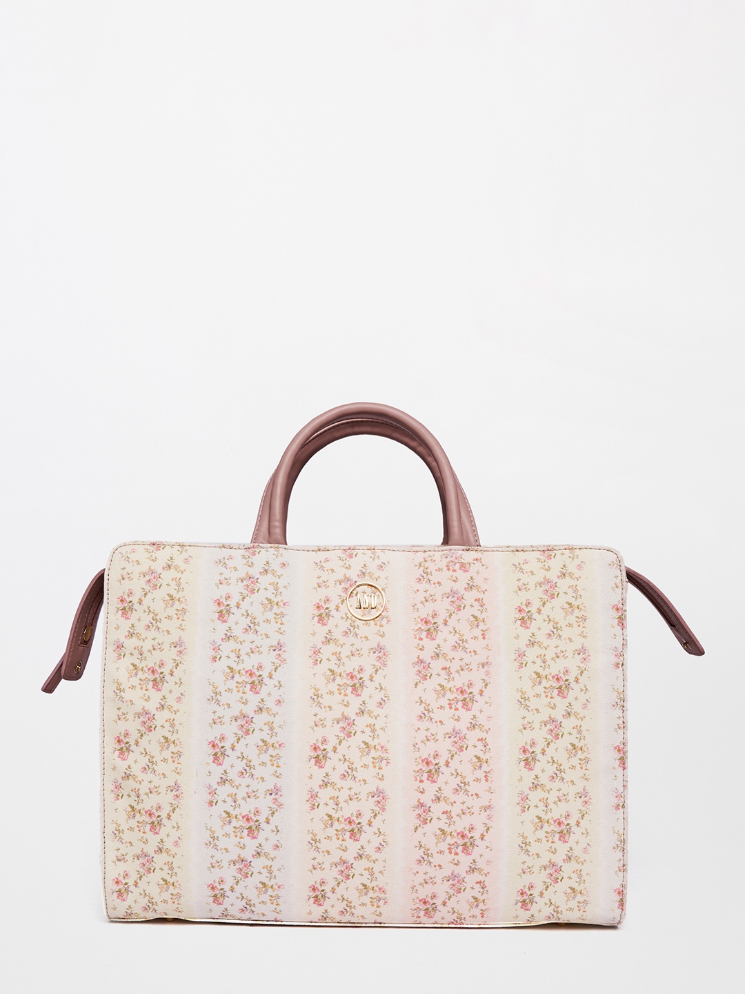

AND Floral Textured Oversized Structured Tote Bag Handbags, Beige
