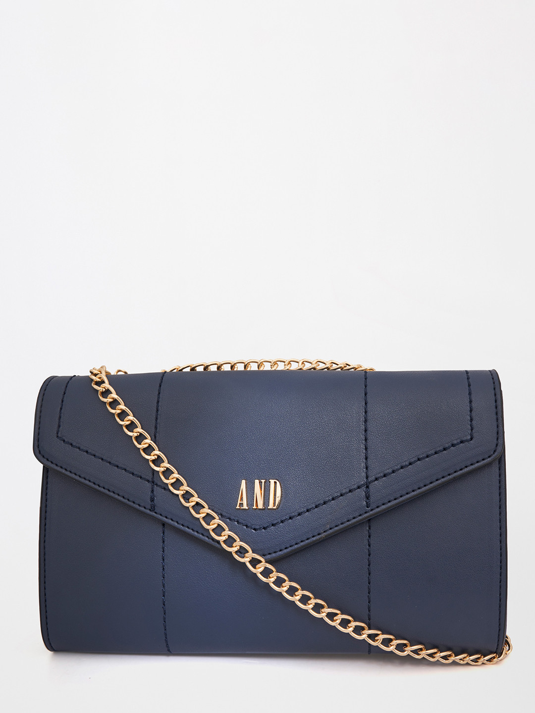 

AND Women Navy Blue PU Structured Sling Bag