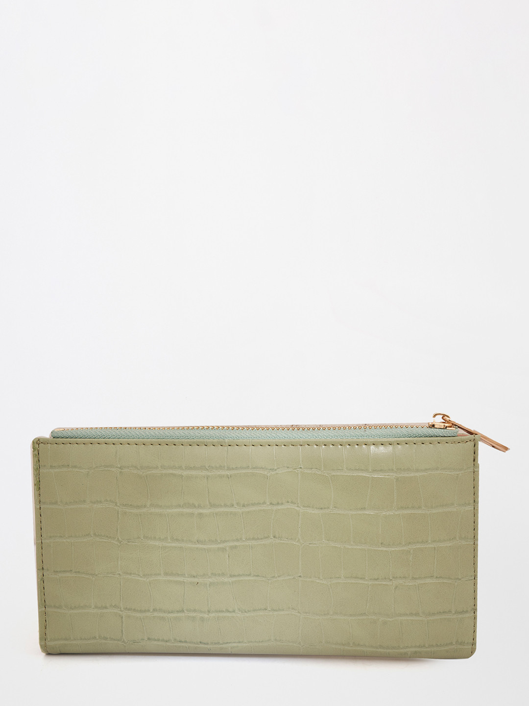 

AND Women Sea Green Animal Textured PU Two Fold Wallet