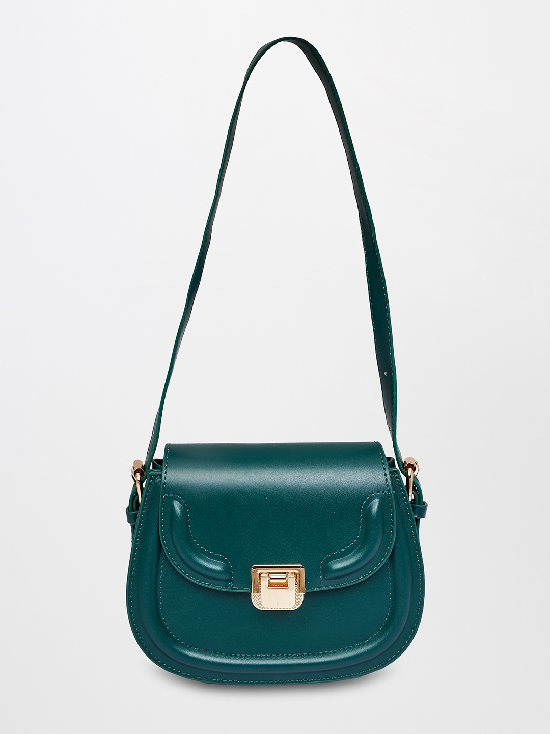 

AND Women Green Structured Sling Bag