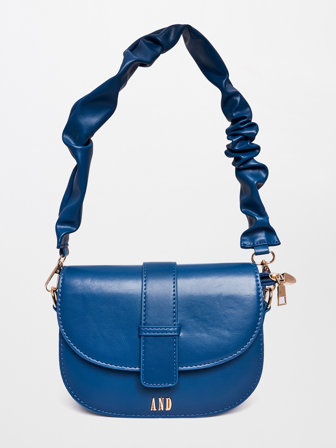 

AND Navy Blue PU Structured Sling Bag