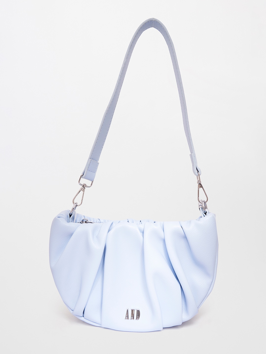

AND Blue PU Half Moon Hobo Bag