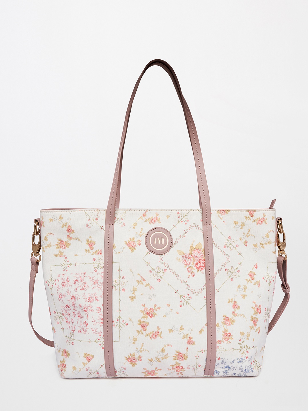 

AND Off White Floral Printed Oversized Shopper Tote Bag