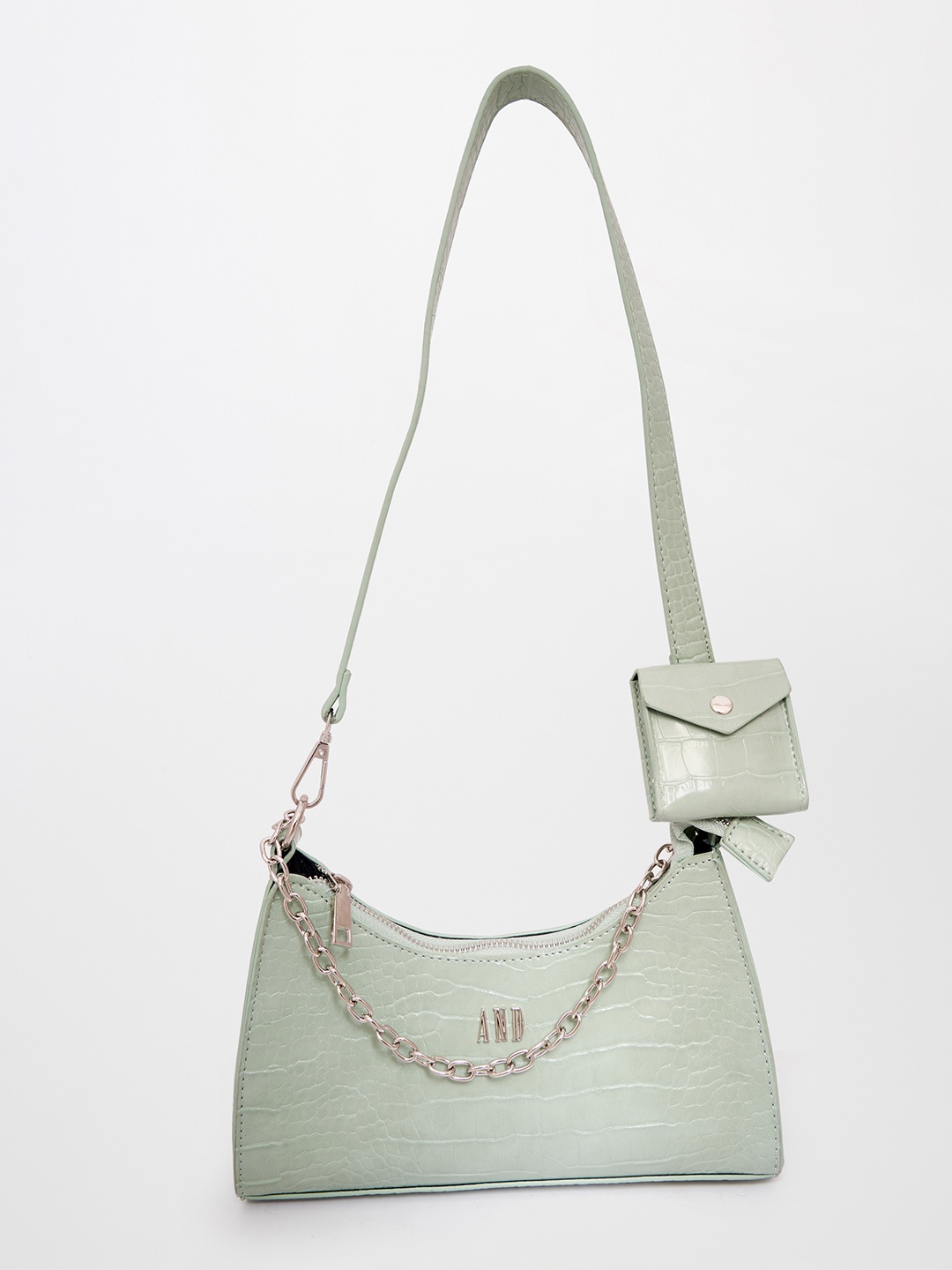 

AND Sea Green Textured Structured Sling Bag