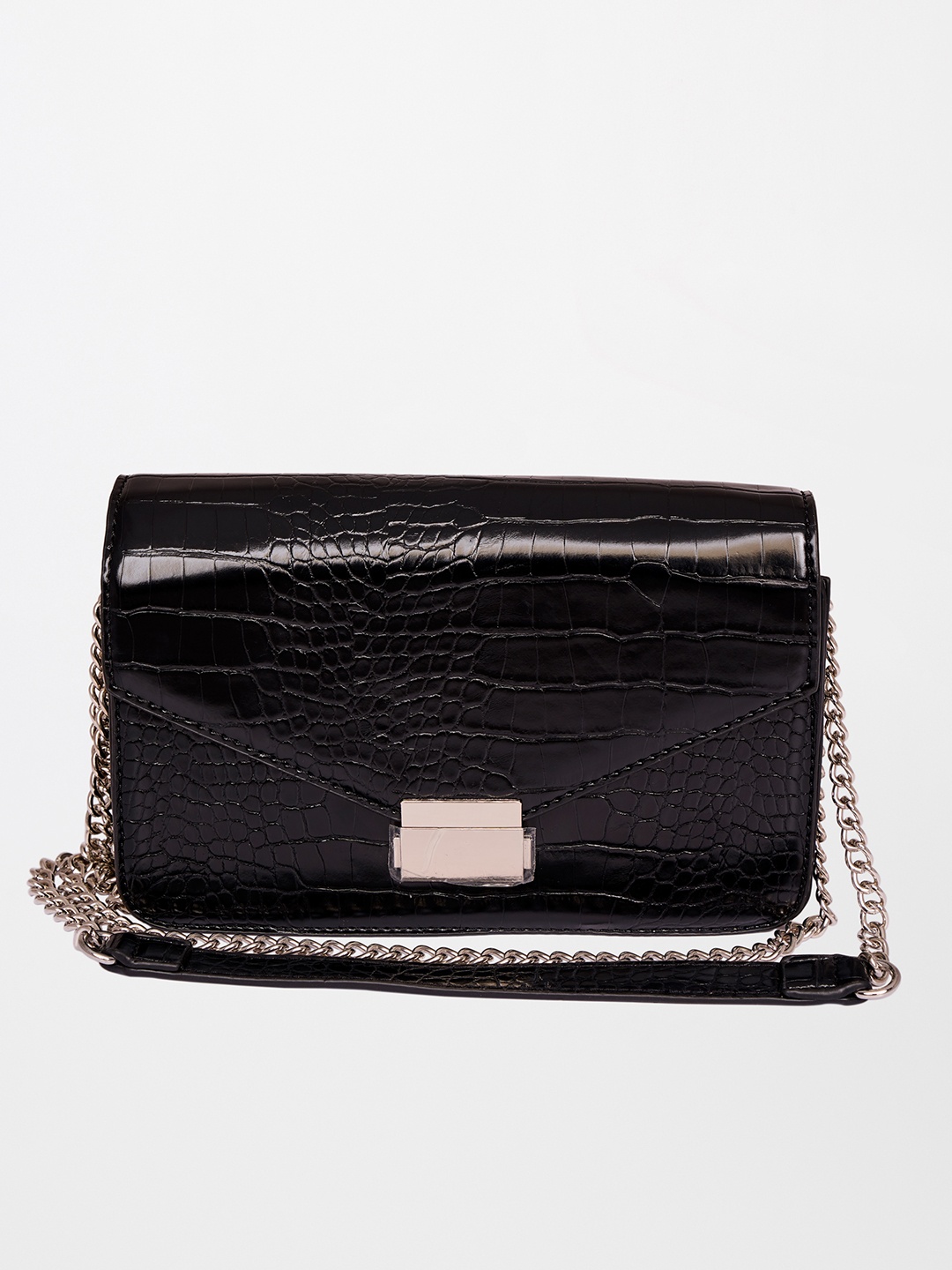

AND Animal Textured PU Sling Bag Handbags, Black