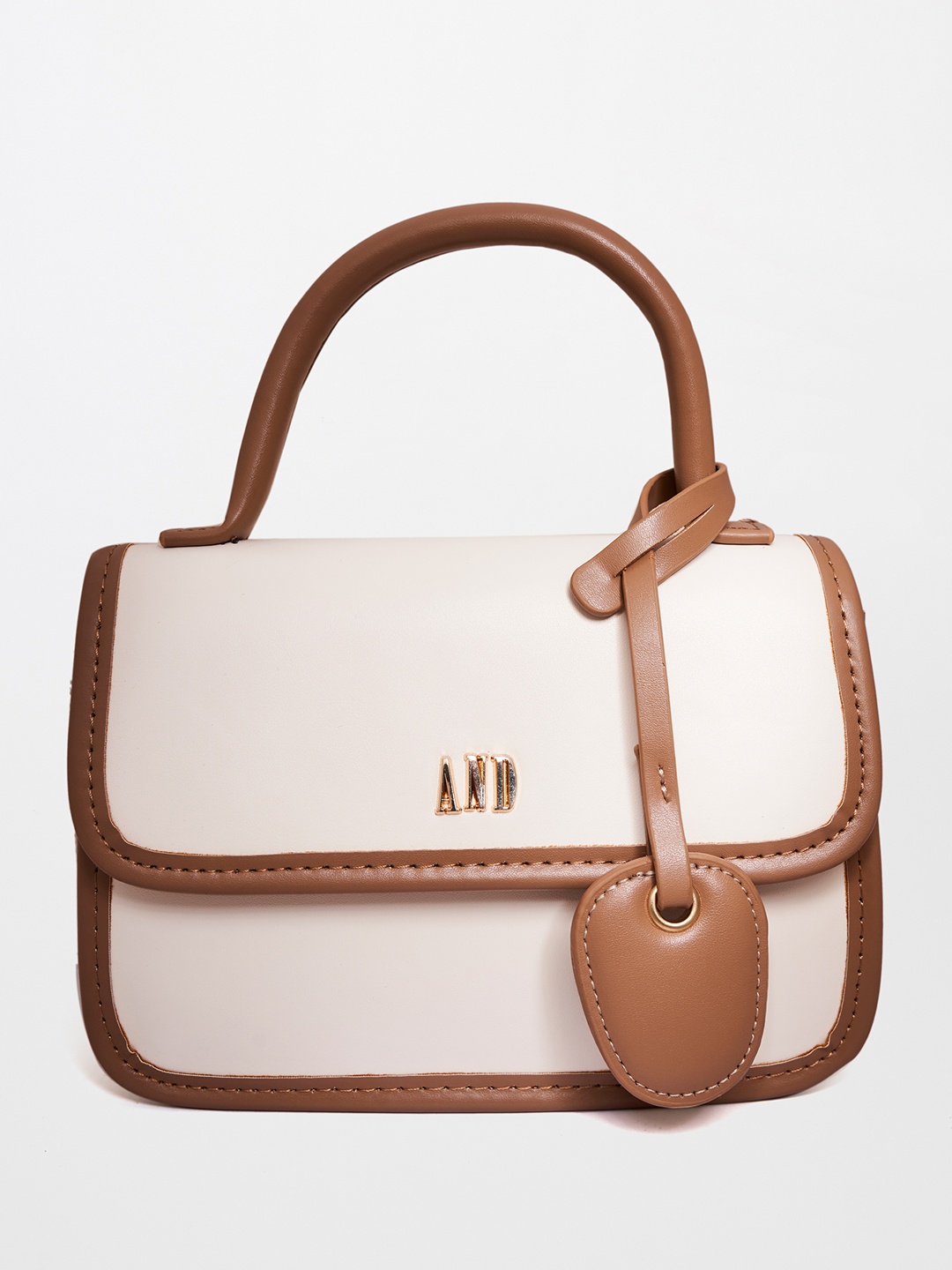 

AND Off White PU Structured Handheld Bag