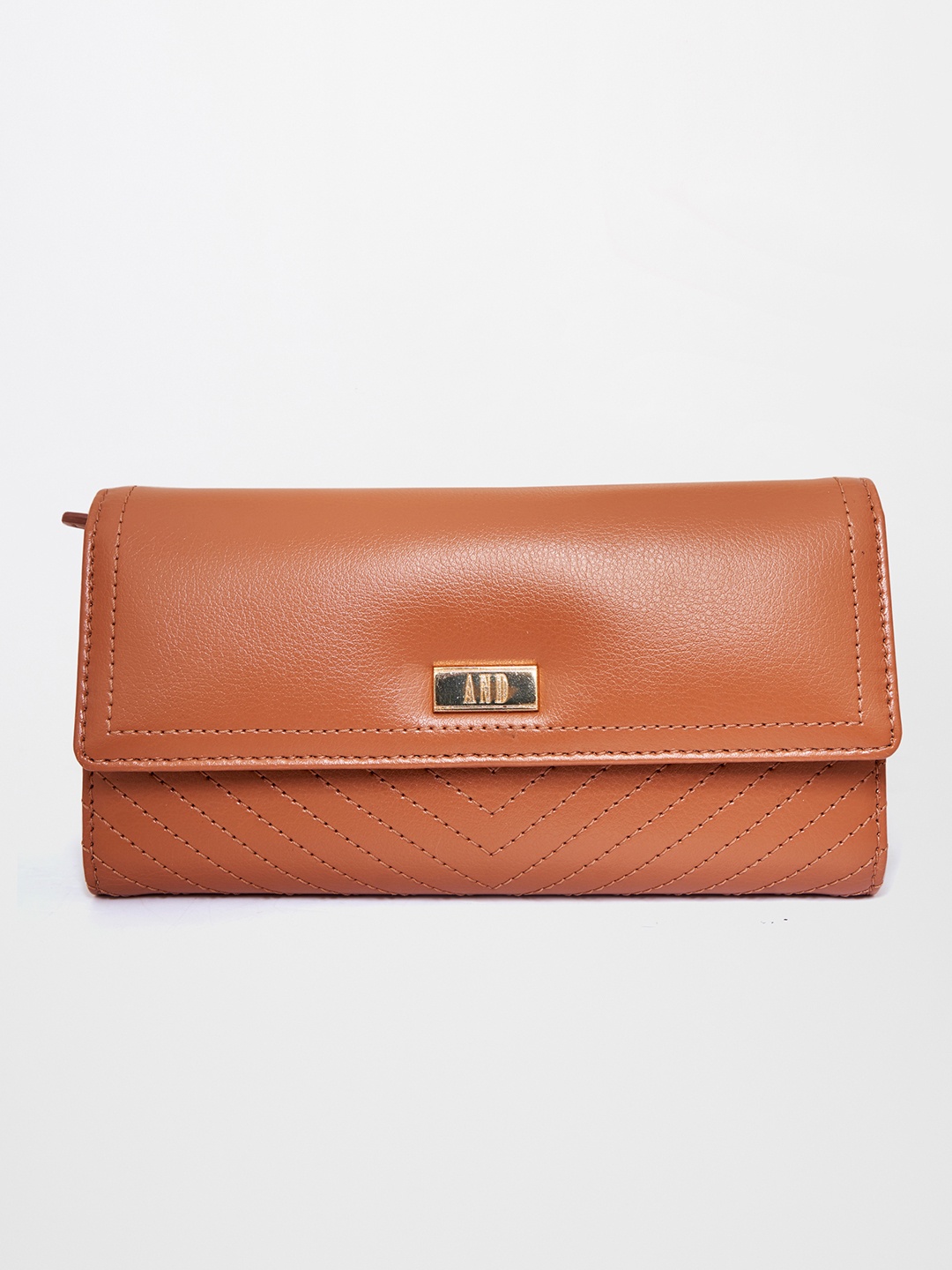 

AND Women Tan PU Three Fold Wallet