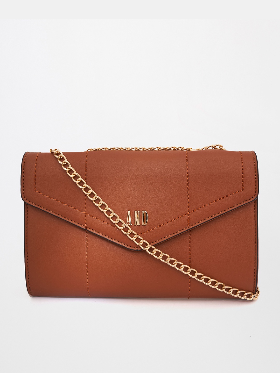 

AND Tan PU Structured Sling Bag
