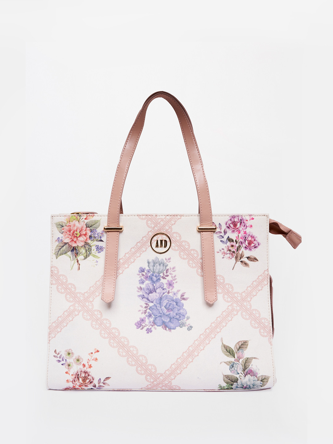 

AND Floral Printed Oversized Shoulder Bag Handbags, Off white