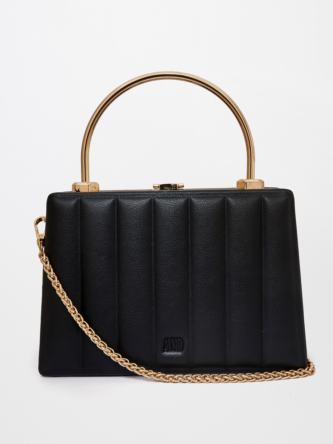 

AND Black Textured PU Structured Satchel