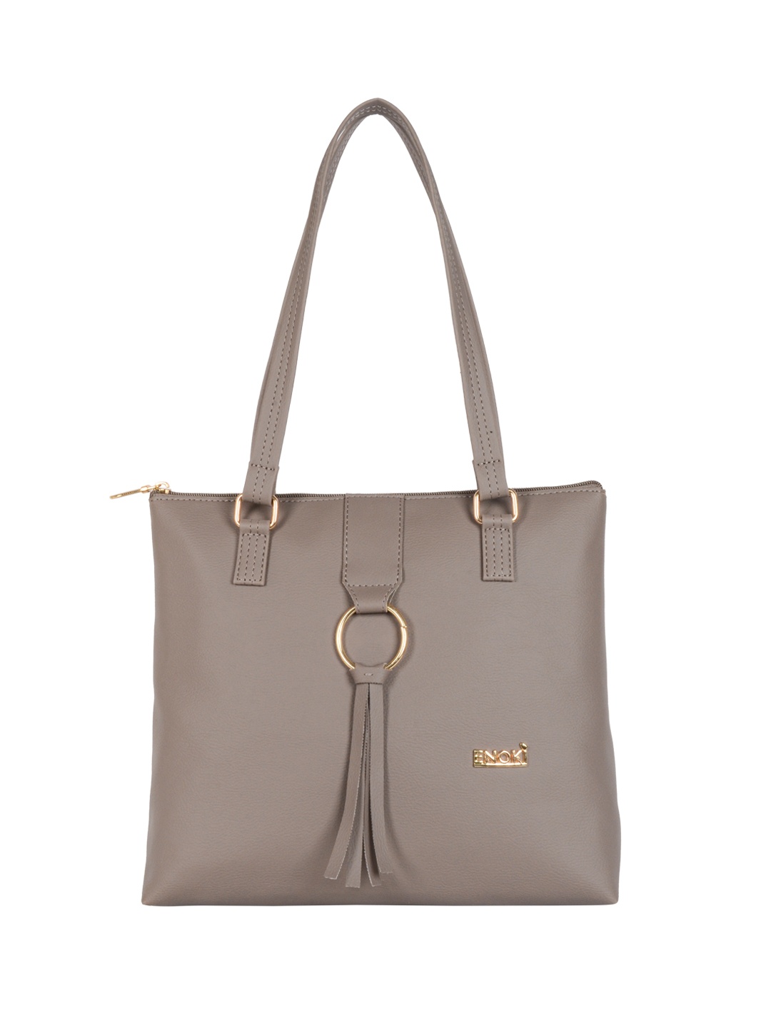 

ENOKI Women Beige Shopper Tote Bag with Tasselled