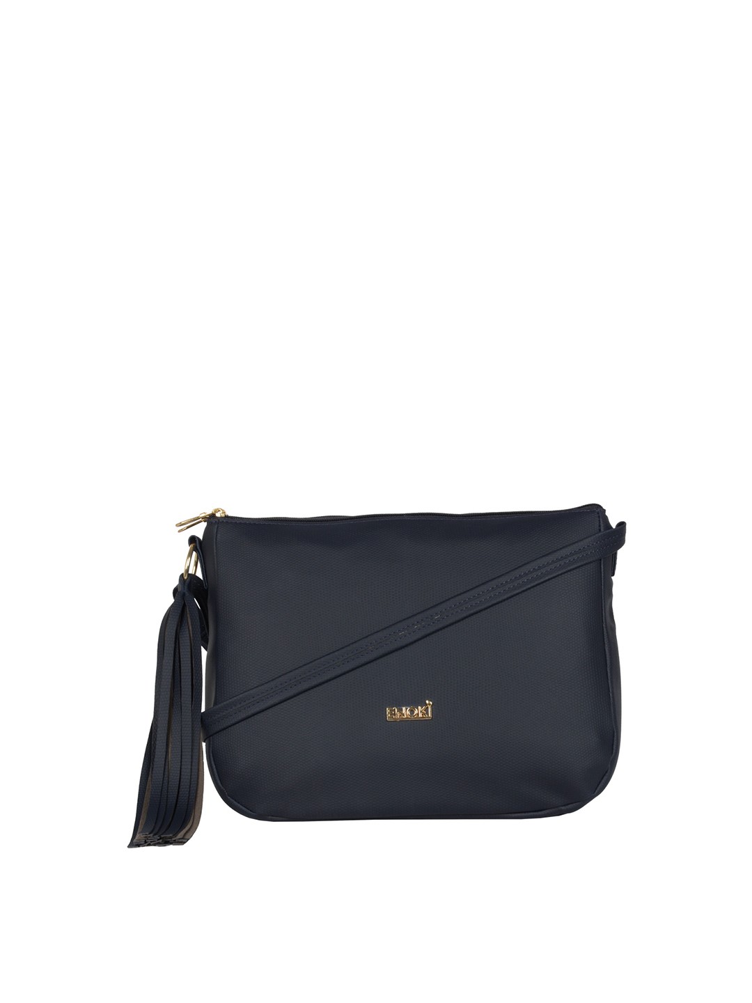 

ENOKI Women Blue Structured Sling Bag with Tasselled