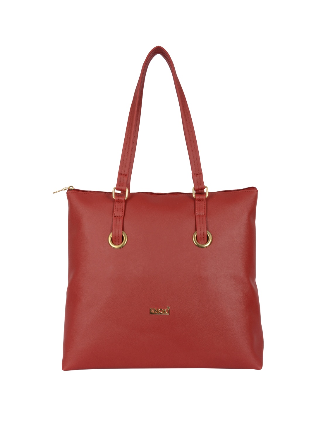 

ENOKI Women Red Textured Shopper Tote Bag