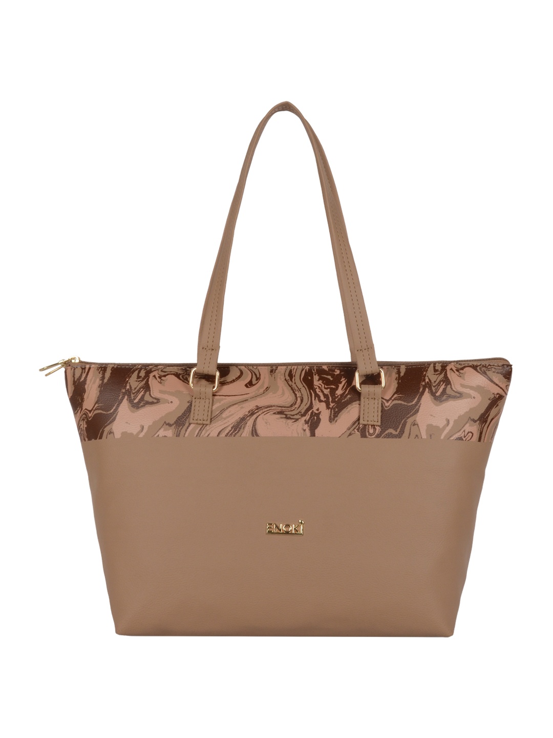 

ENOKI Women Beige Printed Structured Shoulder Bag with Applique